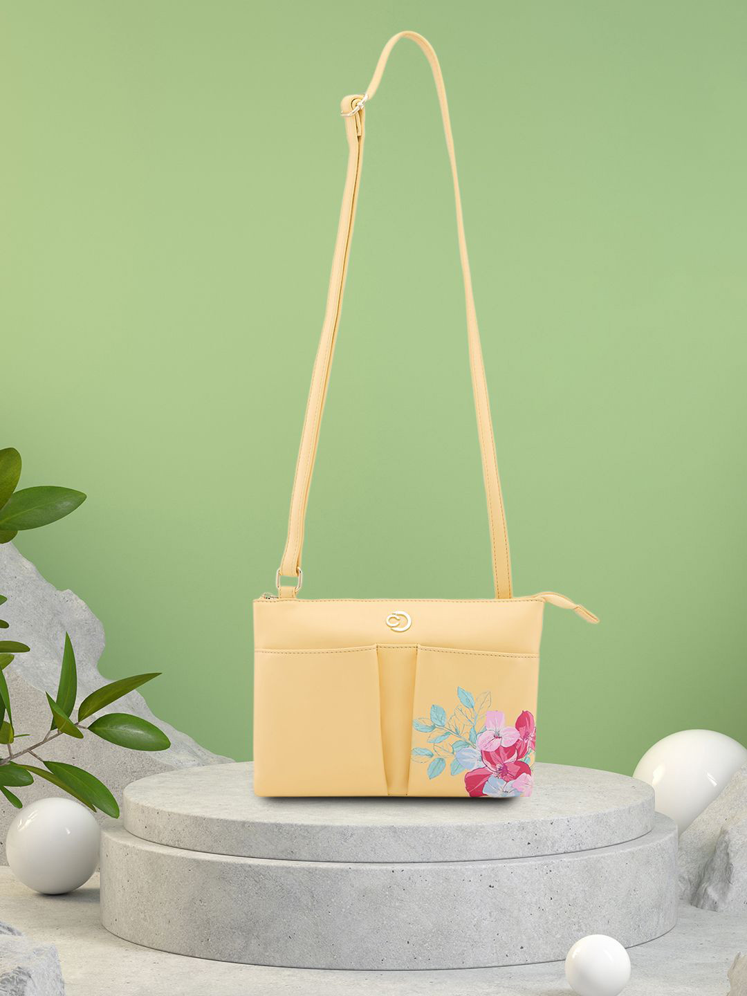 Caprese Shanaya Women Yellow Medium Sling Bag