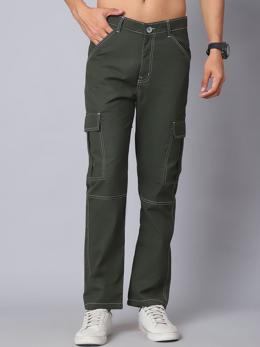Indian Needle Men Relaxed Easy Wash Cargos Trousers