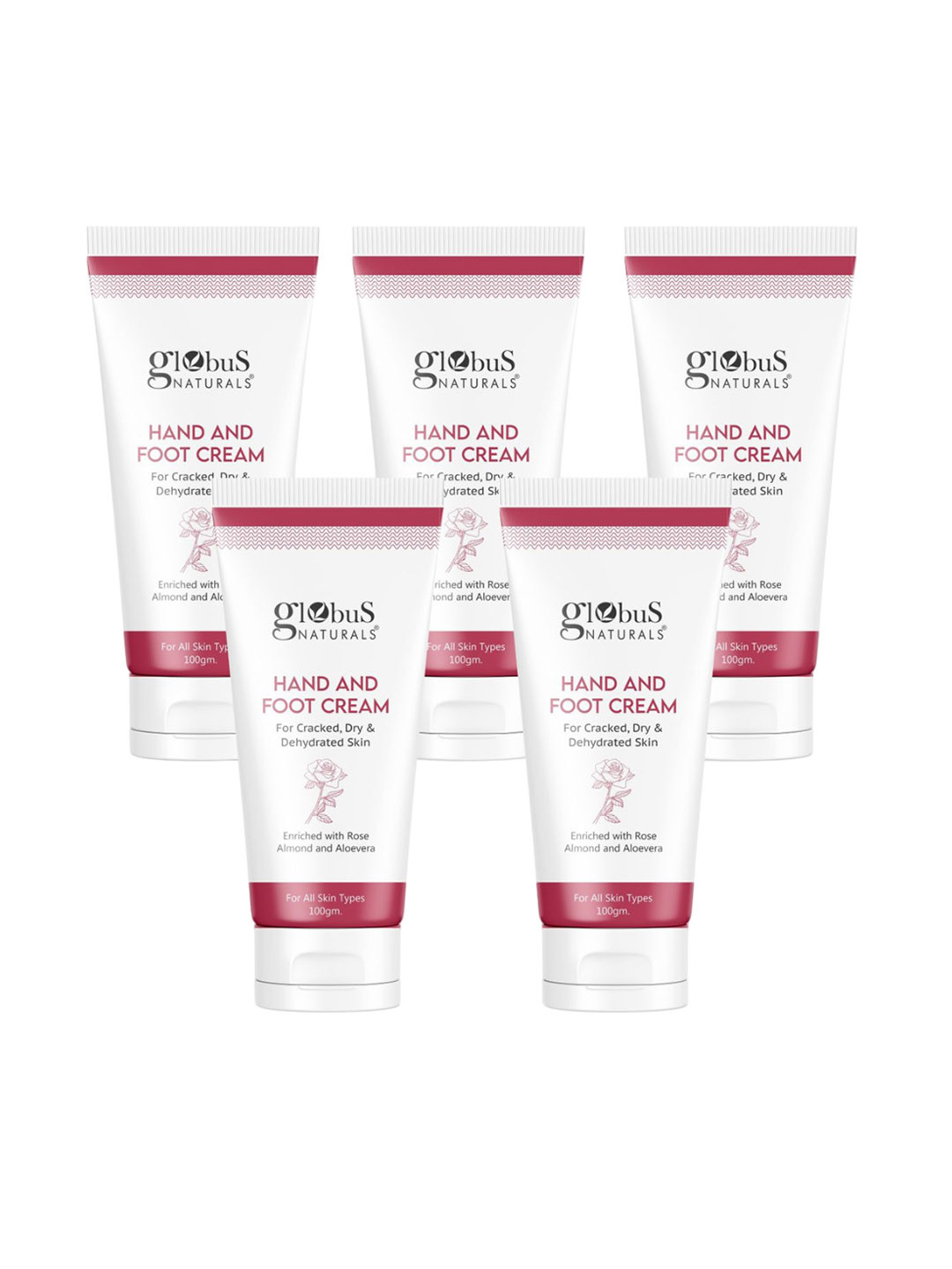 Globus naturals Set Of 5 Hand & Foot Cream With Aloe Vera - 100g Each