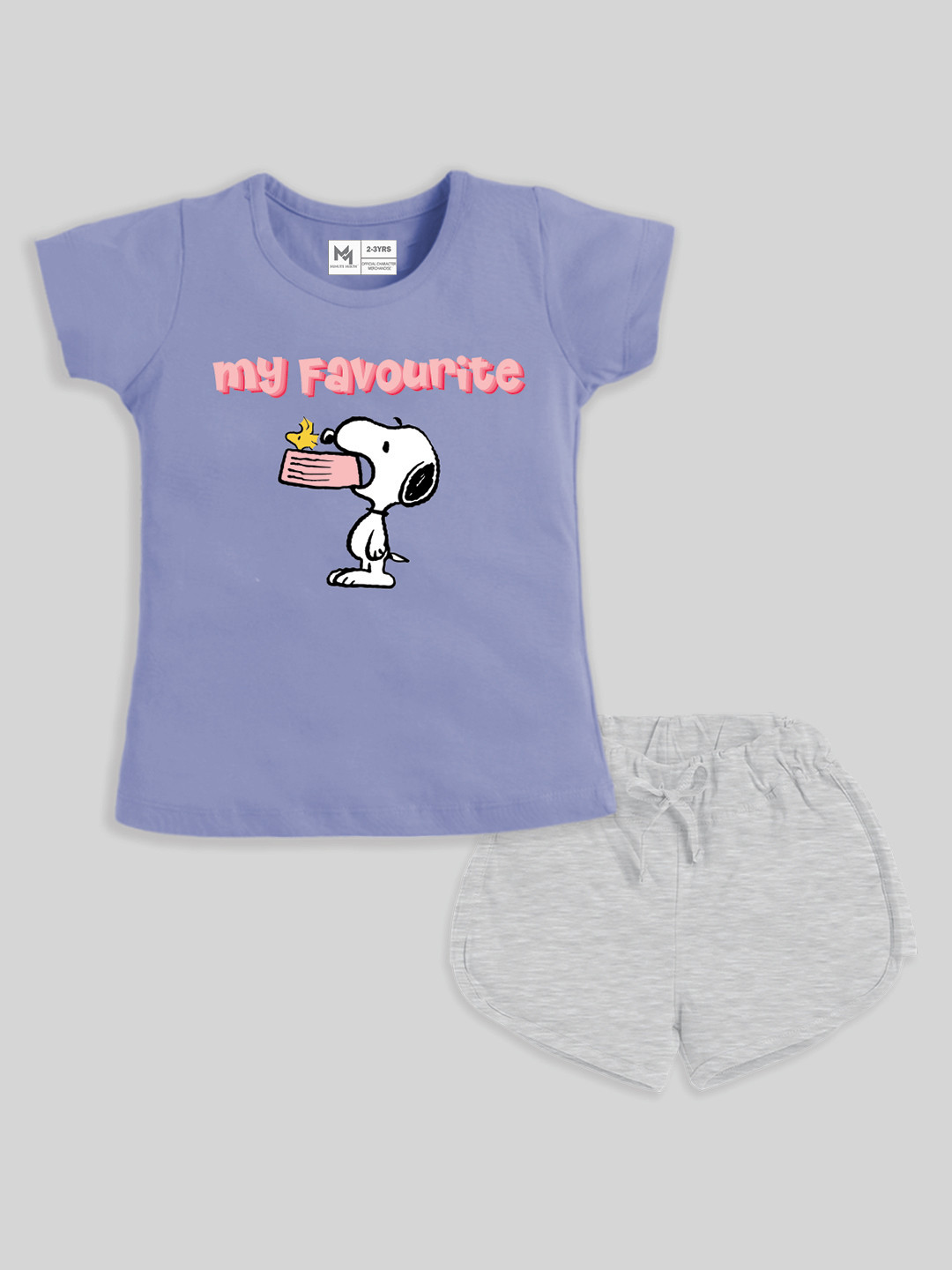 YK X Minute Mirth Girls Pure Cotton Printed T-shirt With Shorts