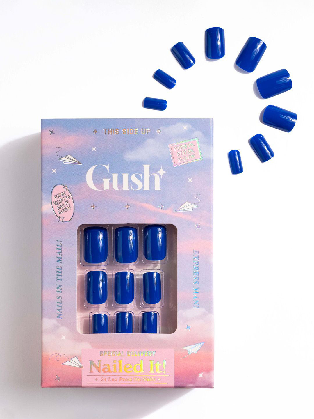 Gush Beauty Nailed It 24Pcs Medium Almond Press On Nails - Royal Blue
