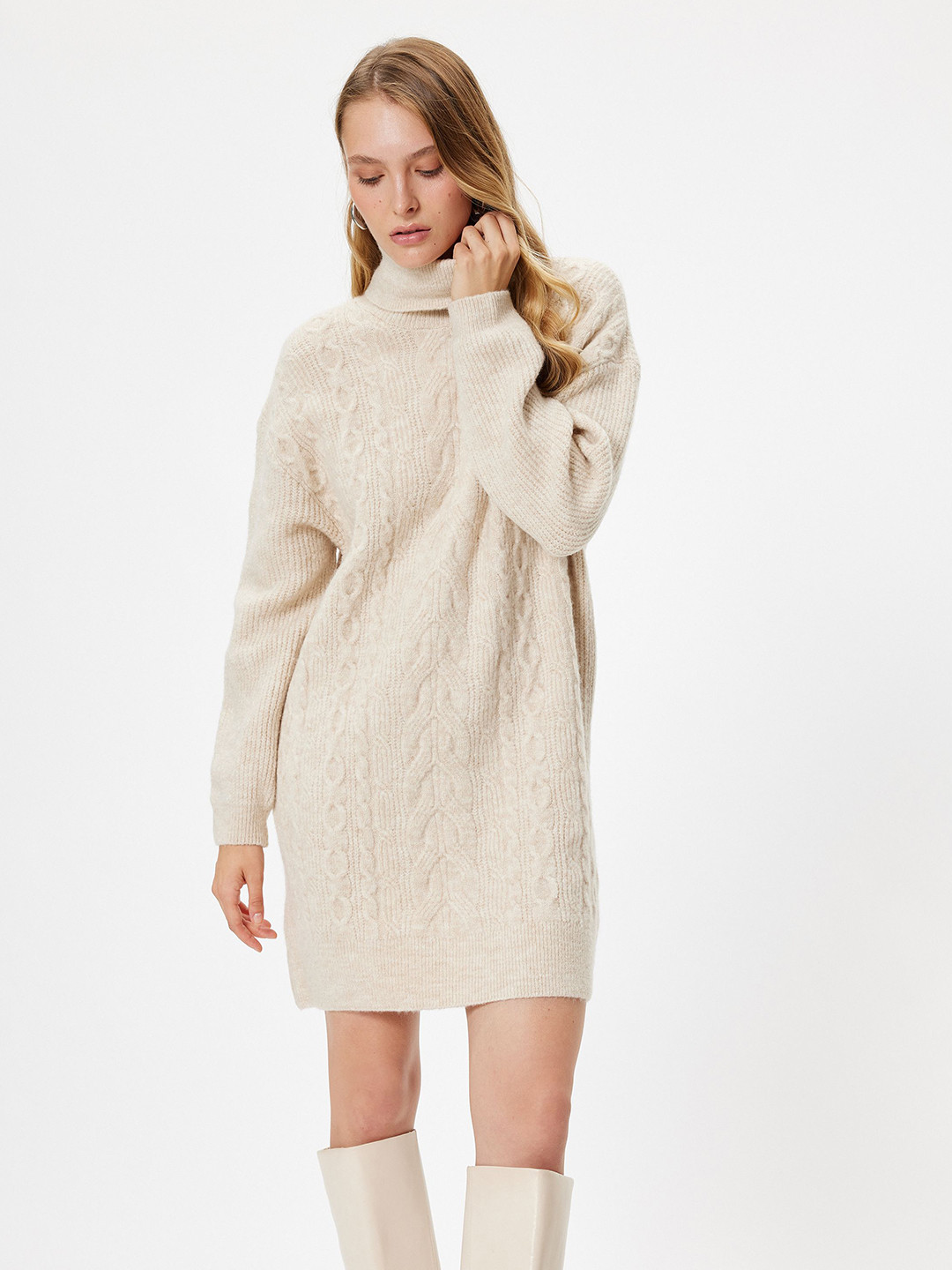 Koton High Neck Long Sleeves Sweater Dress