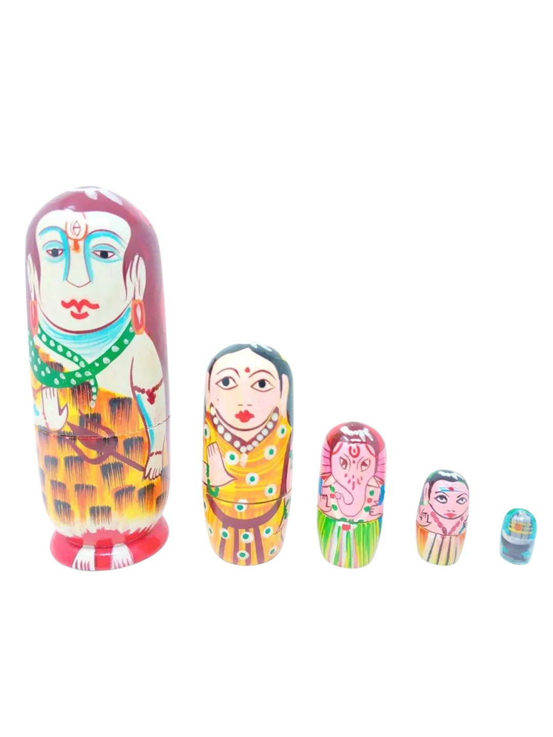A&A Kreative Box  Wooden Shiv Ji Family Nesting Dolls