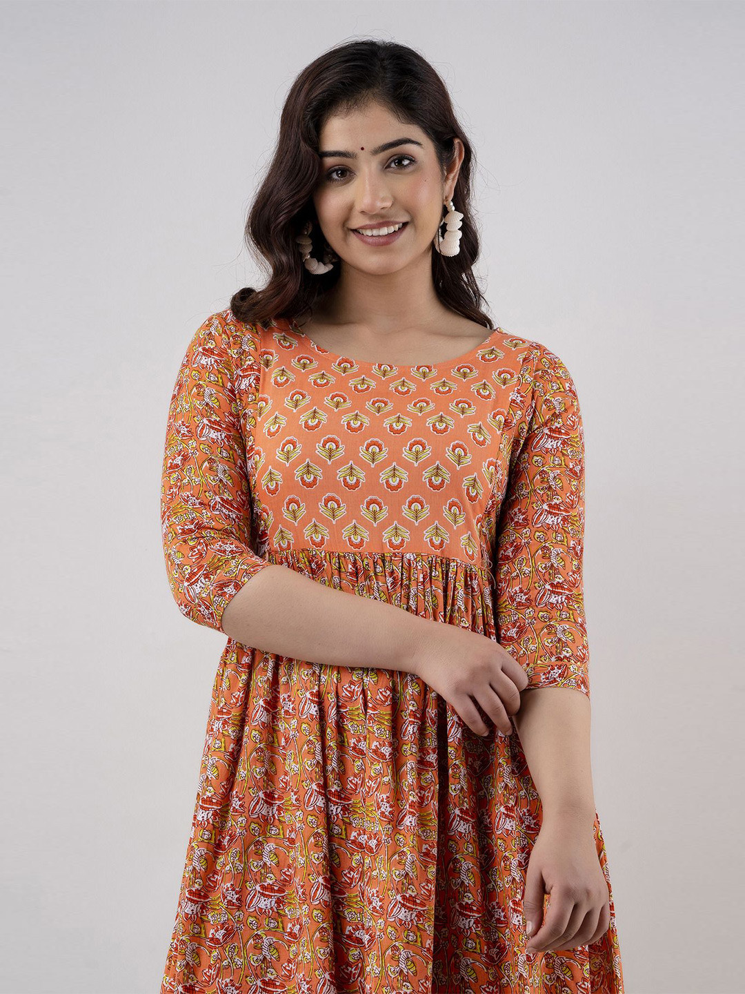 SHOOLIN Ethnic Print Maternity Midi Dress