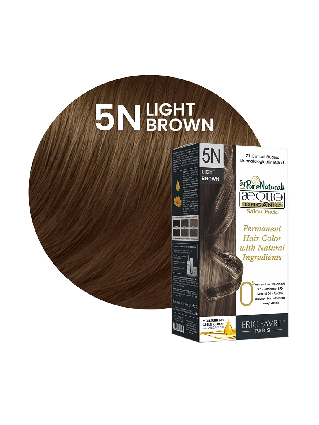 Aequo Organic Set of 2 Permanent with Natural Ingredients 120 ml - Light Brown 5N