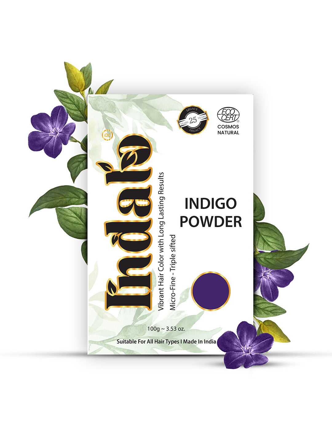 INDALO Set of 3 Ammonia Free Natural Indigo Powder with Amla & Brahmi - 100 g Each