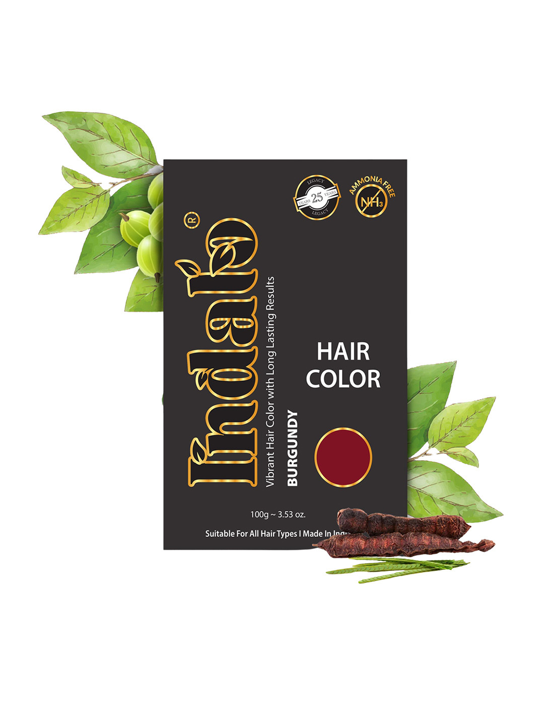 INDALO Ammonia-Free Vibrant  Hair Color 100gm - Burgundy