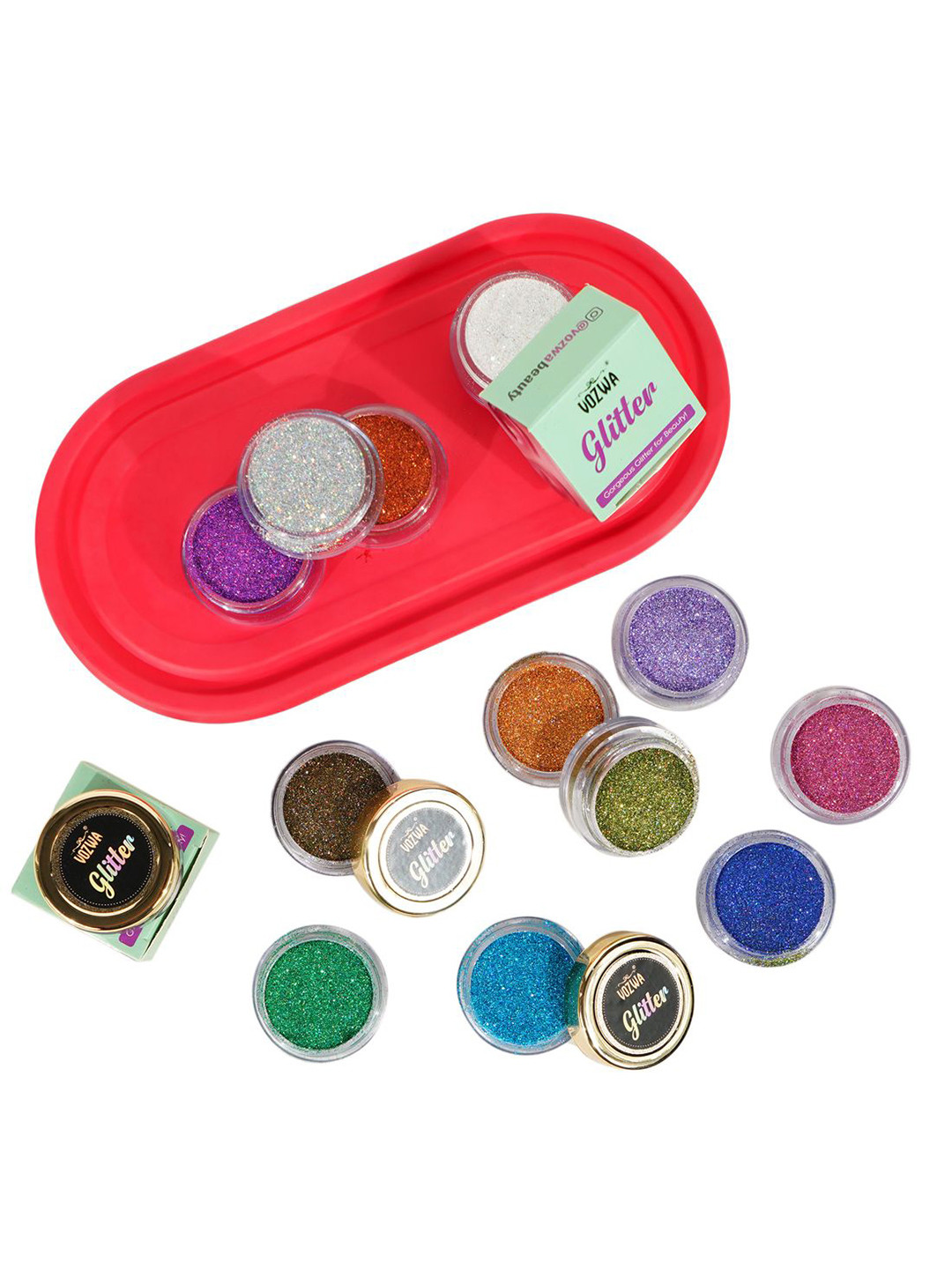 VOZWA Holographic Glitter Eyeshadow- Green- 4gm