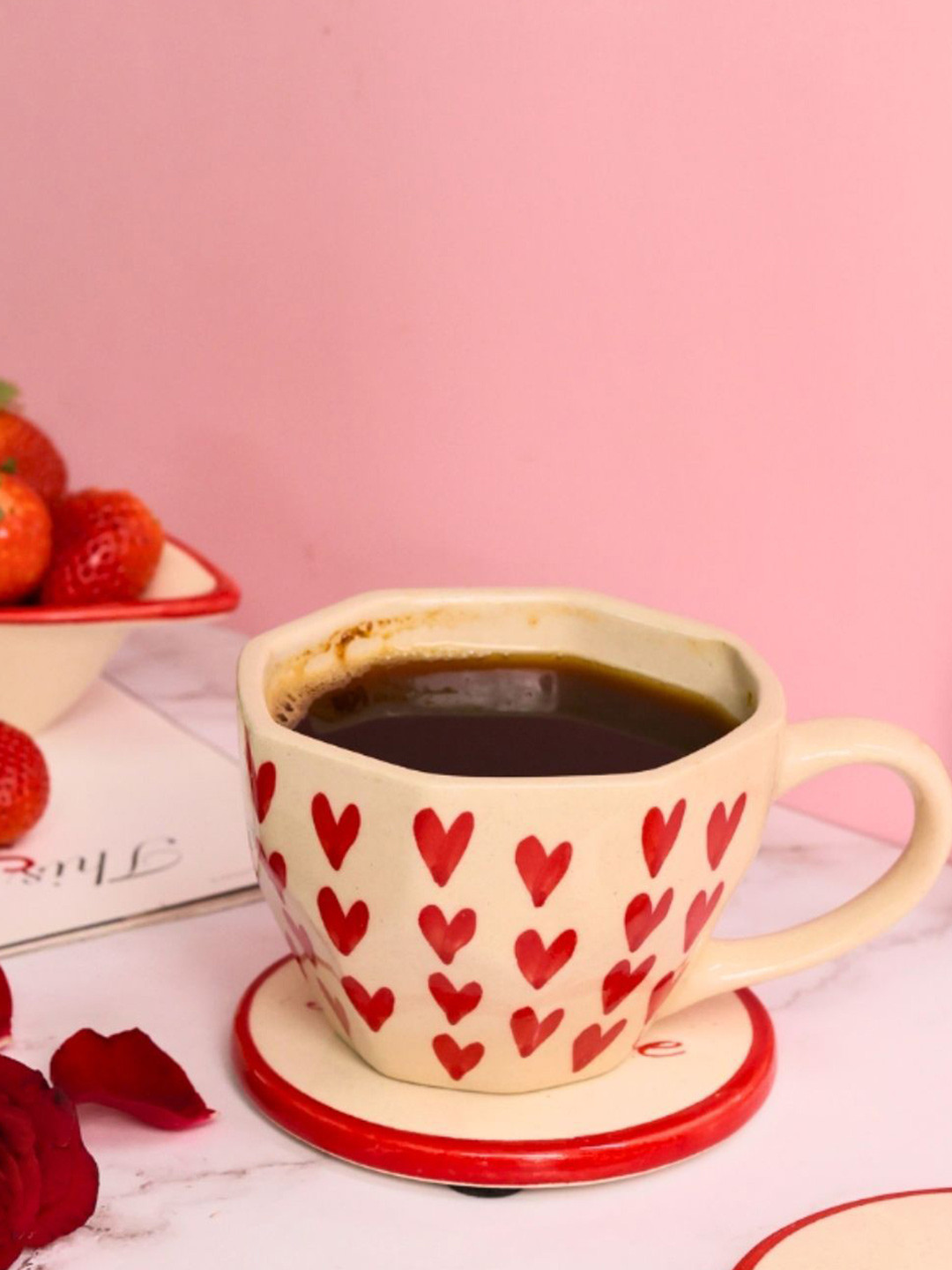 WEAVING HOMES My Favourite Employee Gave Me This Mug Red Conversational Ceramic Handmade Mug with Coaster-220ml