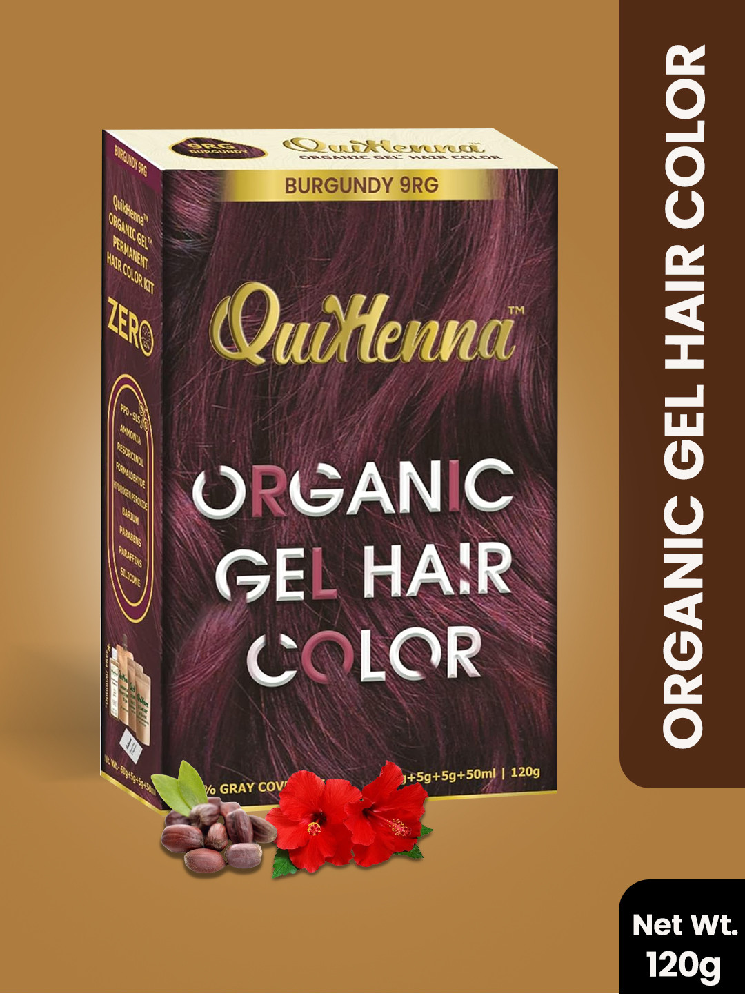 QUIKHENNA Organic Gel PPD & Ammonia Free Hair Colour 120 g - Burgundy