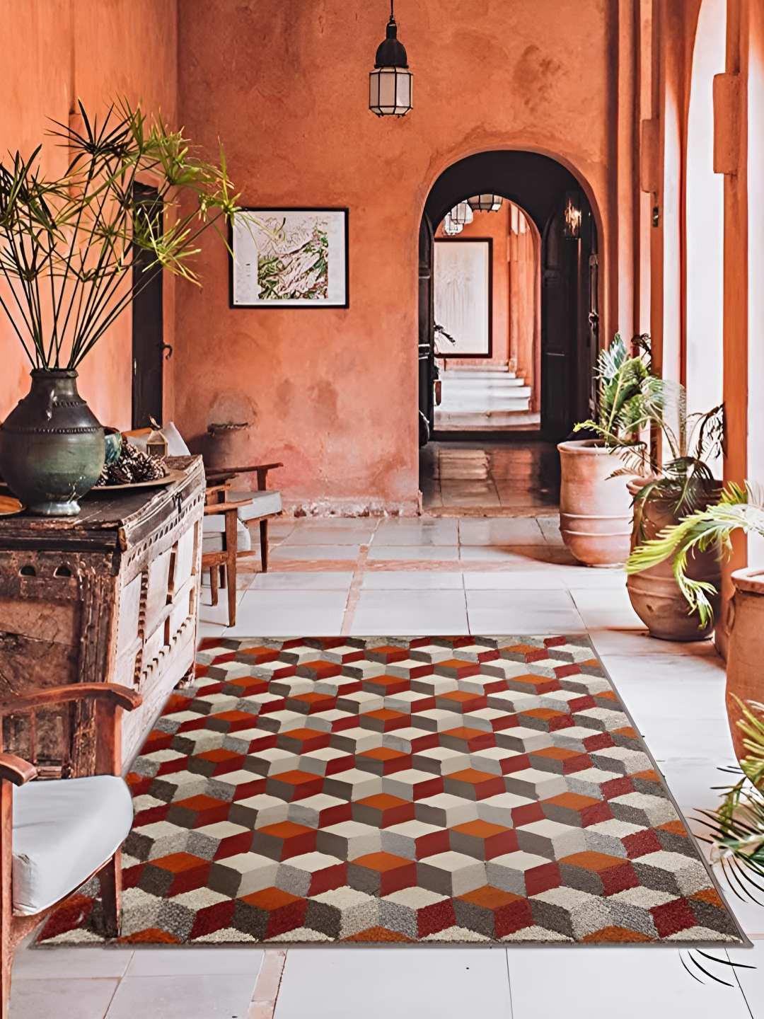 Sapana Carpet-Mats Beige Contemporary Geometric Carpet