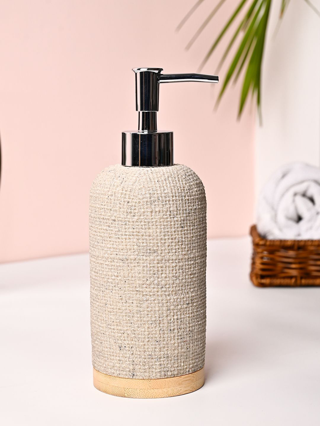 MARKET99 Off White & Cream Textured Soap Dispenser 310ml