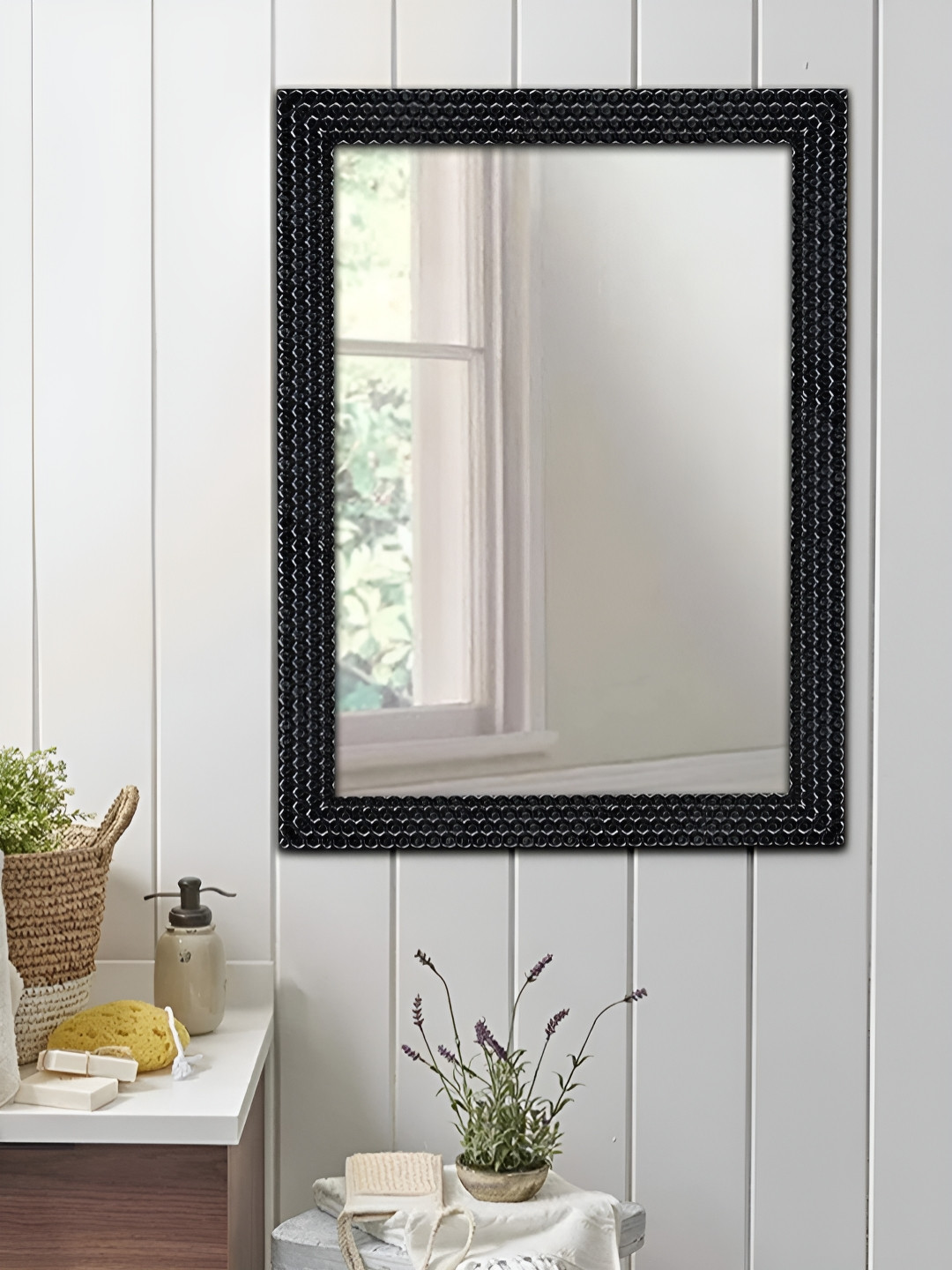 Art Street Black Textured Wall Decor Mirror