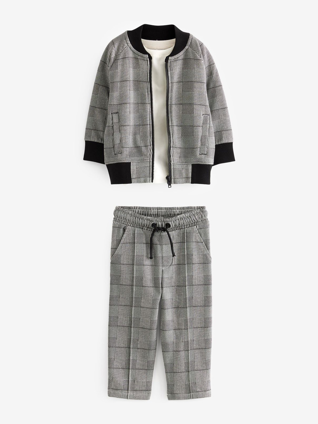 NEXT Boys Pure Cotton Checked T-shirt with Trousers and Jacket