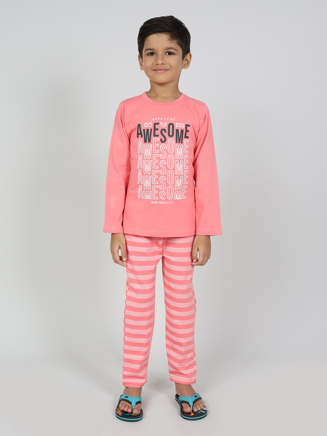 Here&Now X Denikid Boys Printed Pure Cotton T-shirt with Pyjamas