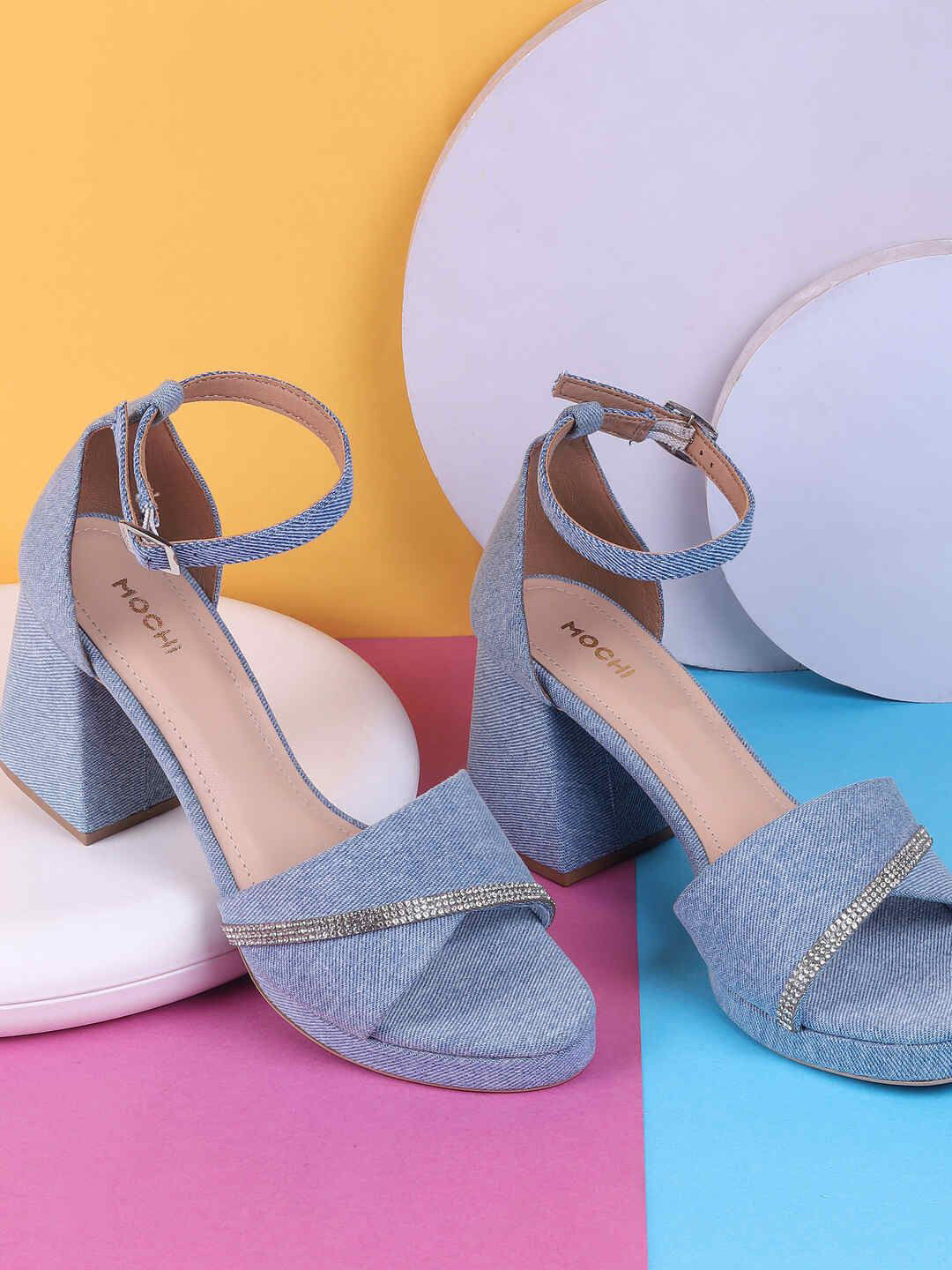 Mochi Embellished Synthetic Block Heel Sandals