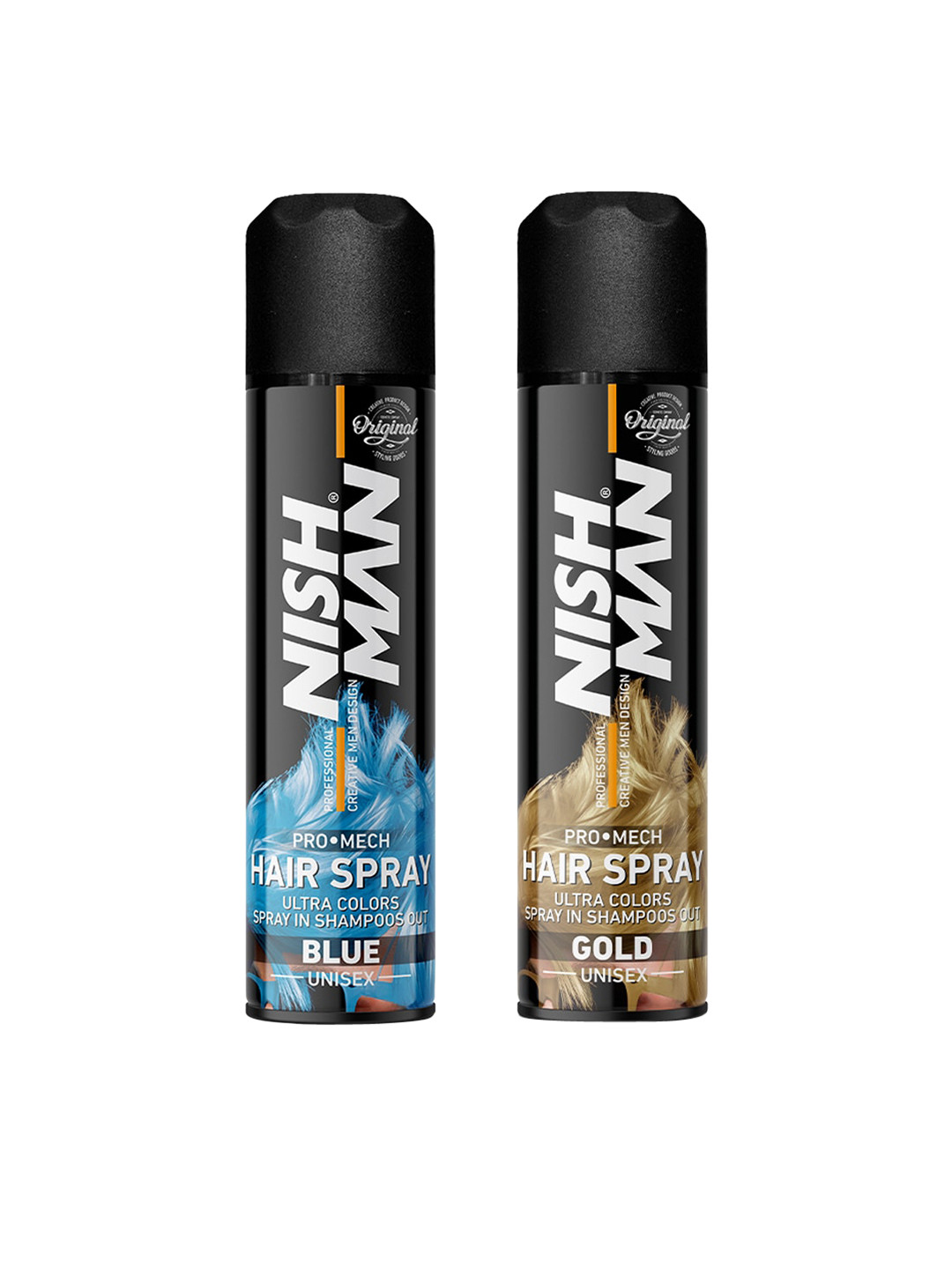 Nishman Set of 2 Pro Mech Hair Color Spray 150 ml each - Gold & Blue