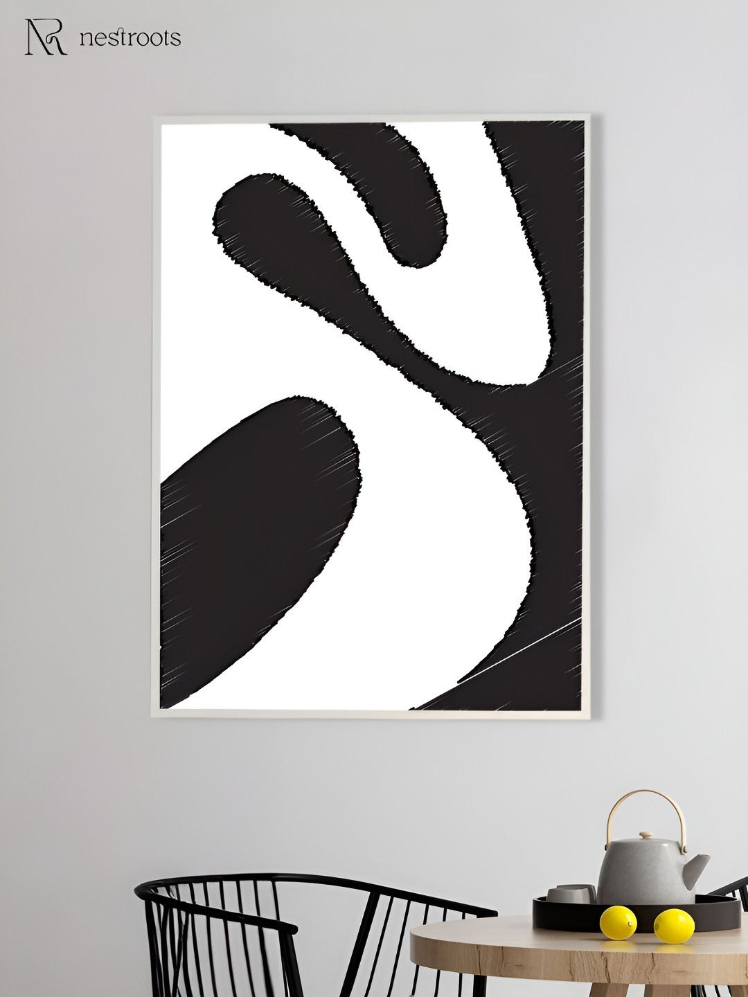 nestroots White & Black Whispers in the Charcoal Night Canvas Wall Art