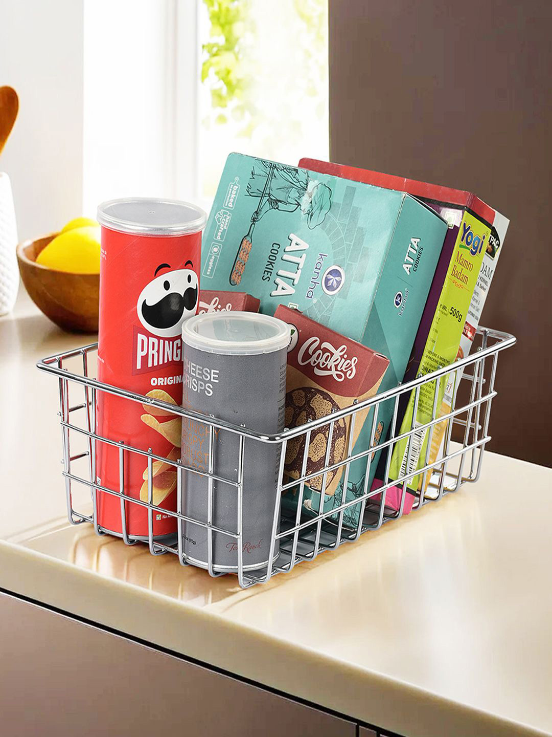 Kuber Industries Silver Toned 3-Pcs Stainless Steel Dish Rack With Handle