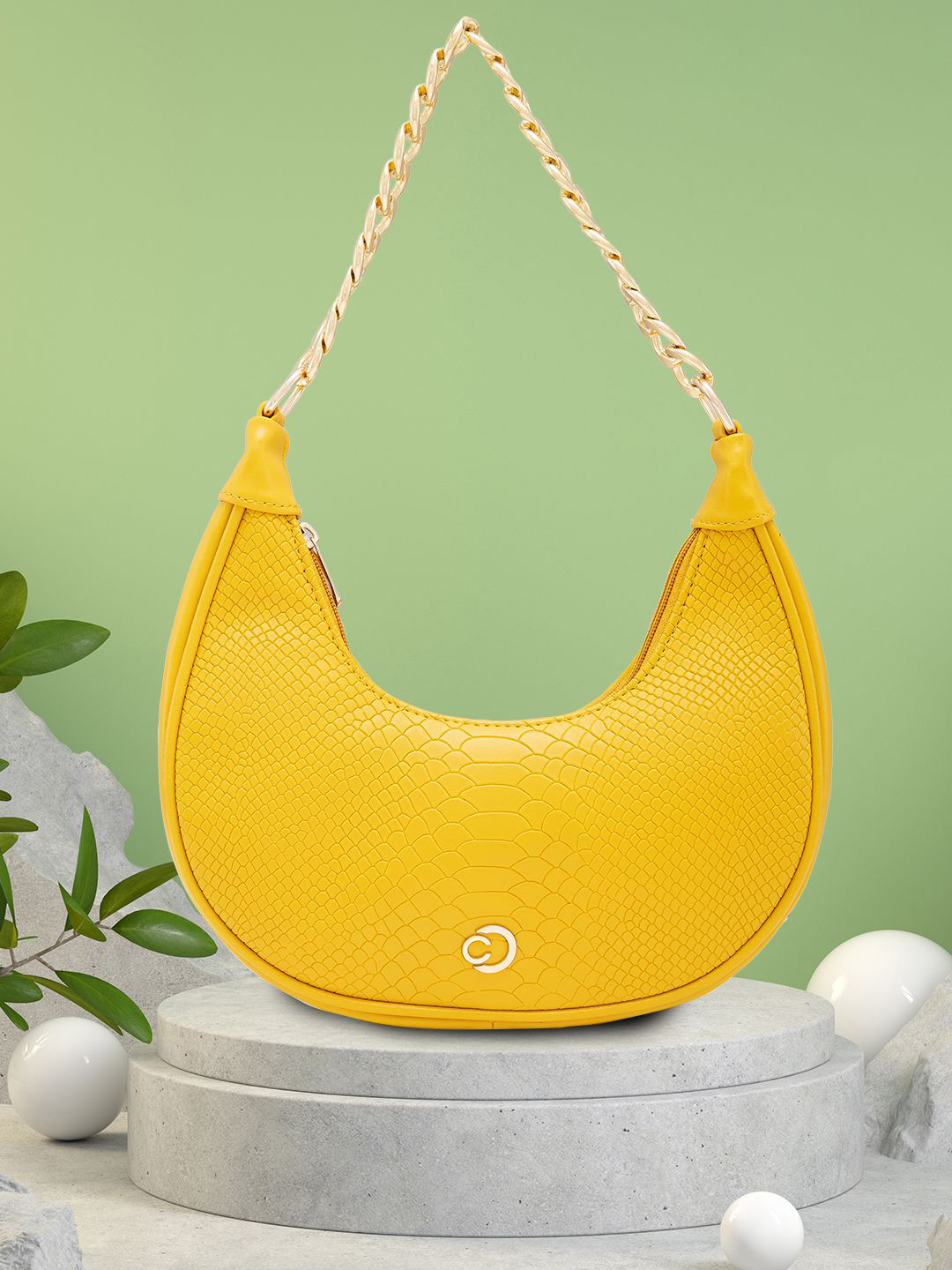 Caprese Kreya Women Yellow Small Hobo Bag