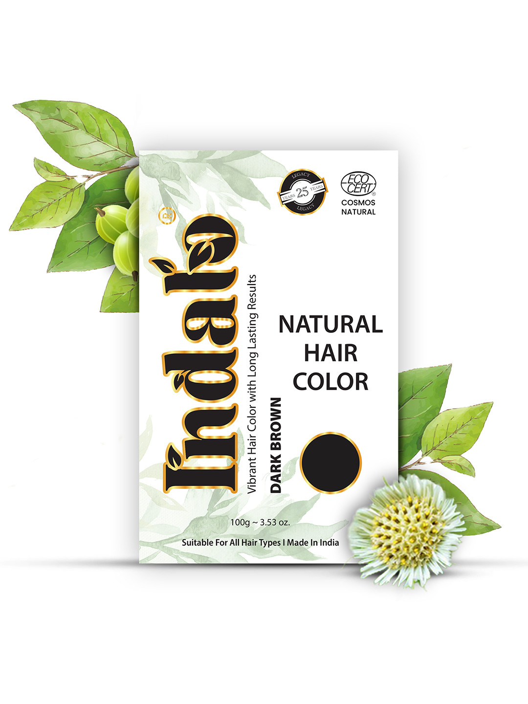 INDALO Set of 2 Natural Hair Colour for Conditioning Hair Growth 100 g Each - Dark Brown