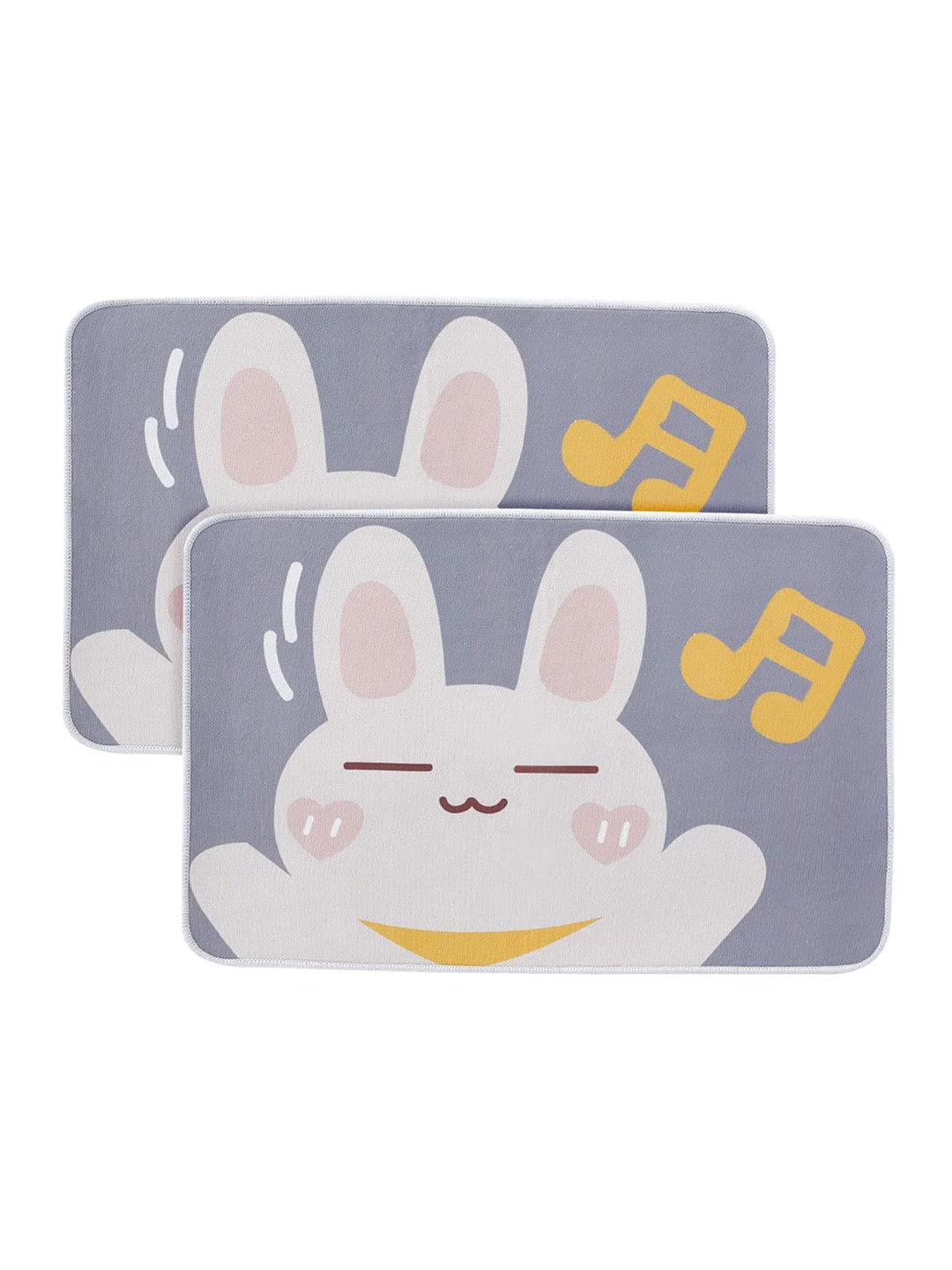 Kuber Industries 2-Pcs Purple & White Stylish Bunny Printed 240 GSM Anti-Skid Bath Rugs