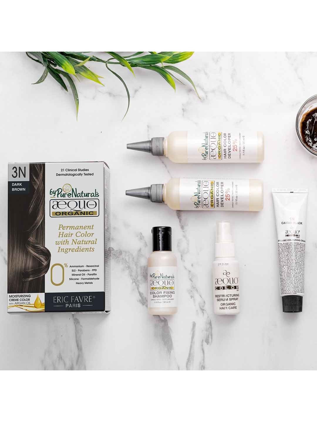 Aequo Organic Set Of 2 Cream Hair Color - 3N Dark Brown