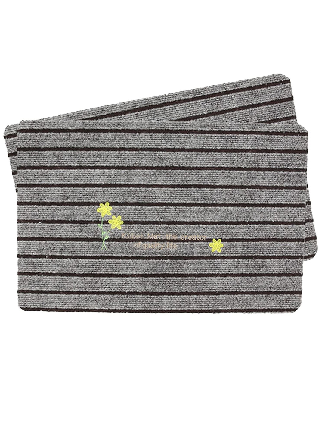 Kuber Industries Grey & Brown 2 Pieces Striped Doormat
