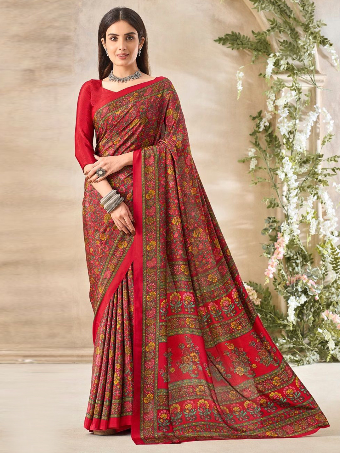 Reboot Fashions Floral Pure  Bandhani Saree