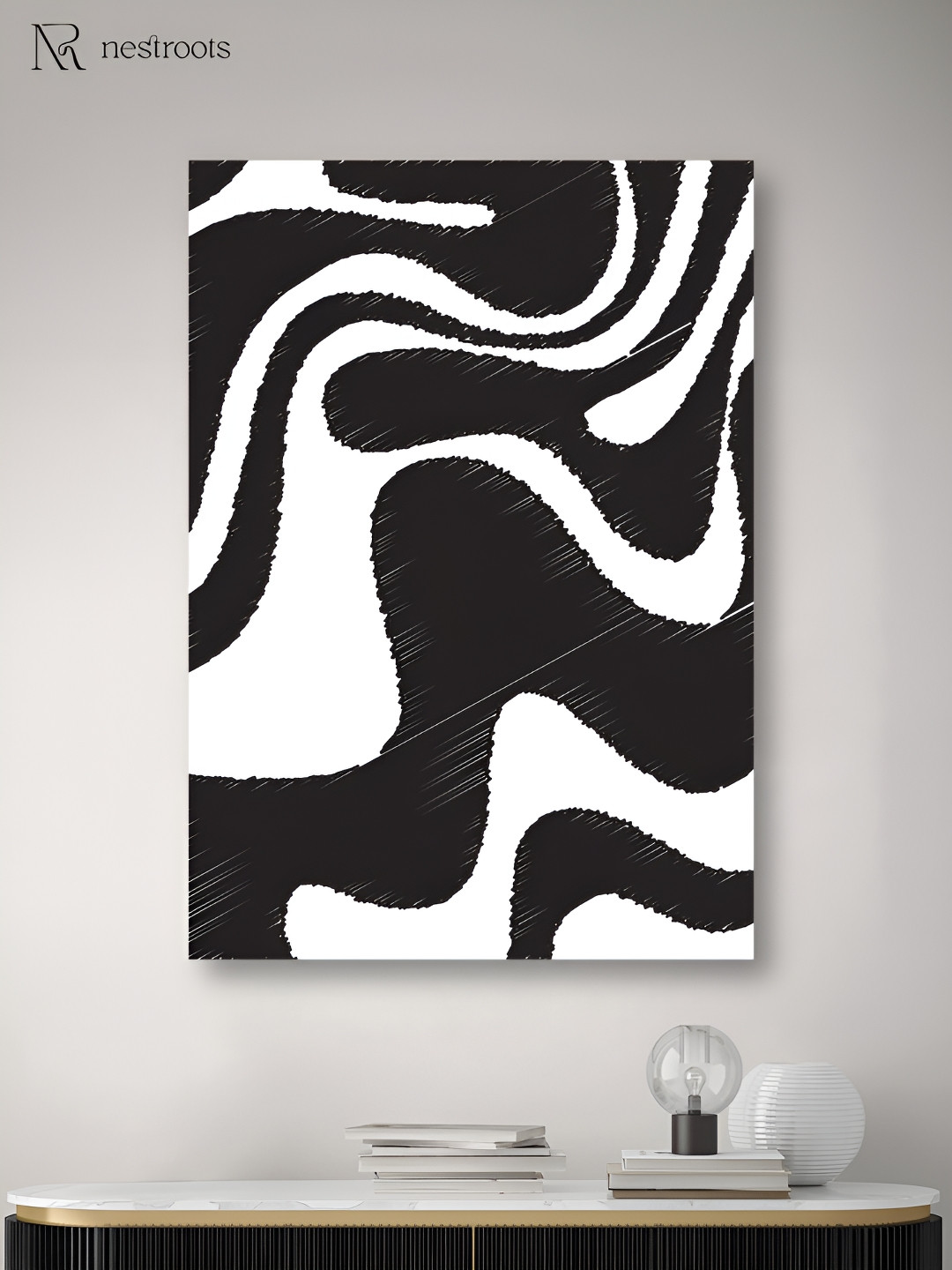 nestroots A Storm Within The Silence White & Black Canvas Wall Art