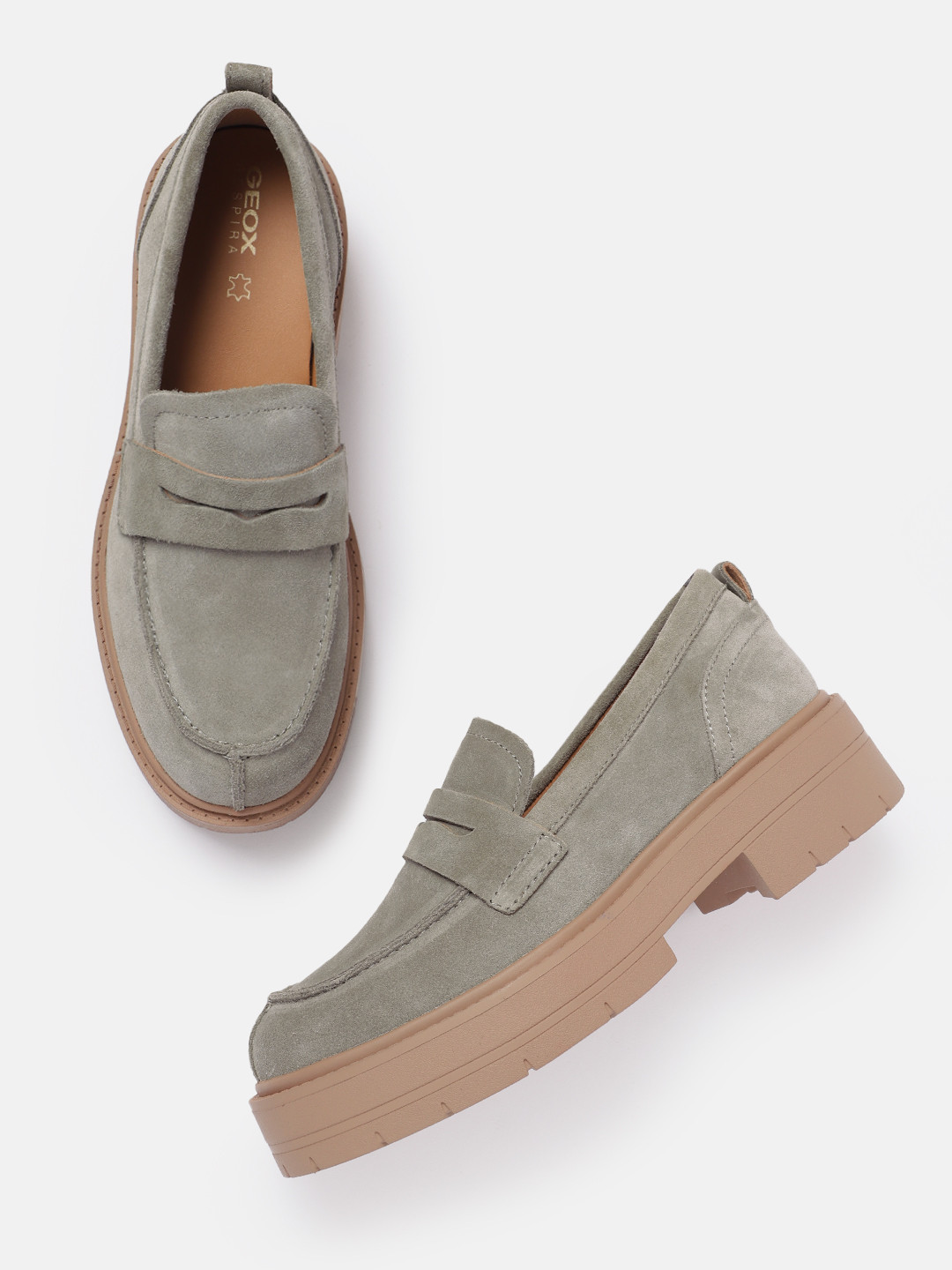 Geox Women Leather Chunky Loafers