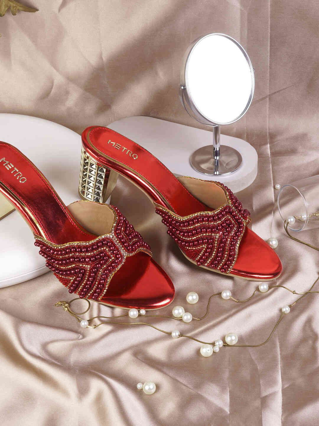 Metro Block Stone Embellished Block Mules