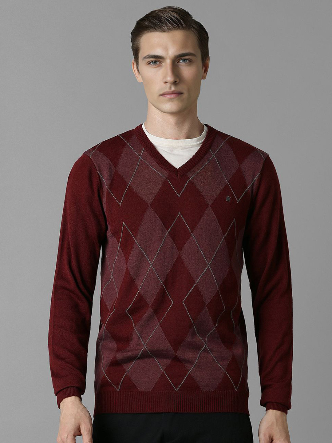 Louis Philippe Men Argyle Checked Pullover