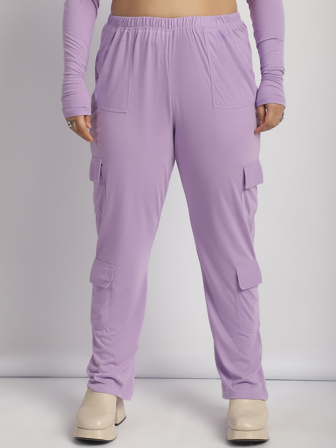 thkgrlz Women Relaxed High-Rise  Cargos Trousers