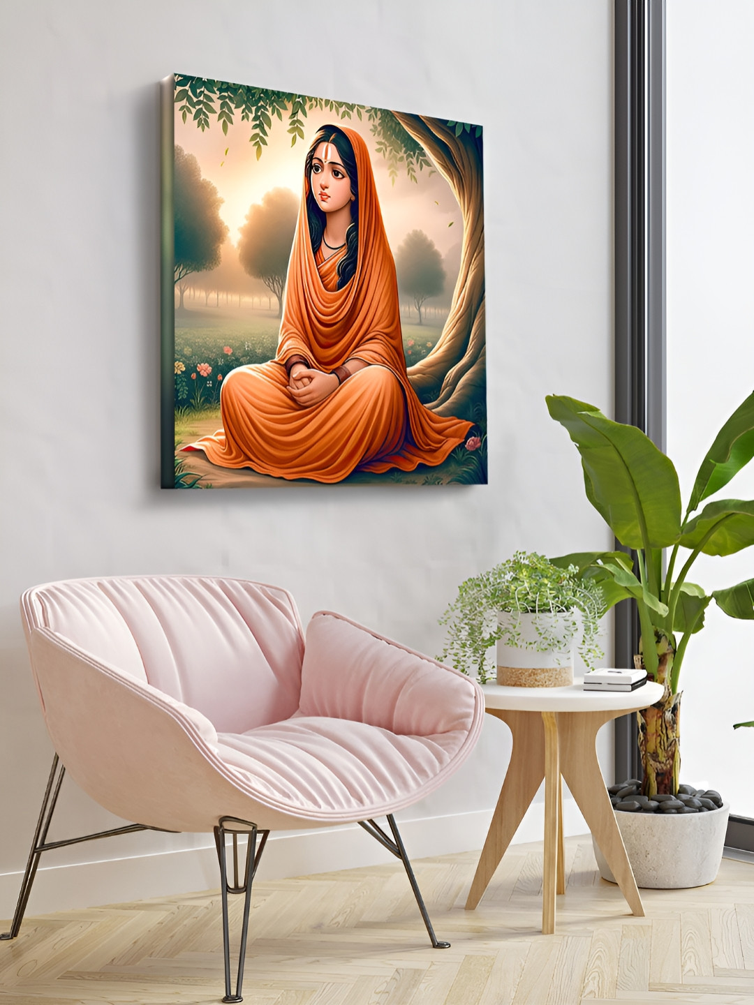 OLIVE TREE Orange Canvas Wall Living Room Square Paintings Wall Art -23.62 x 23.62In