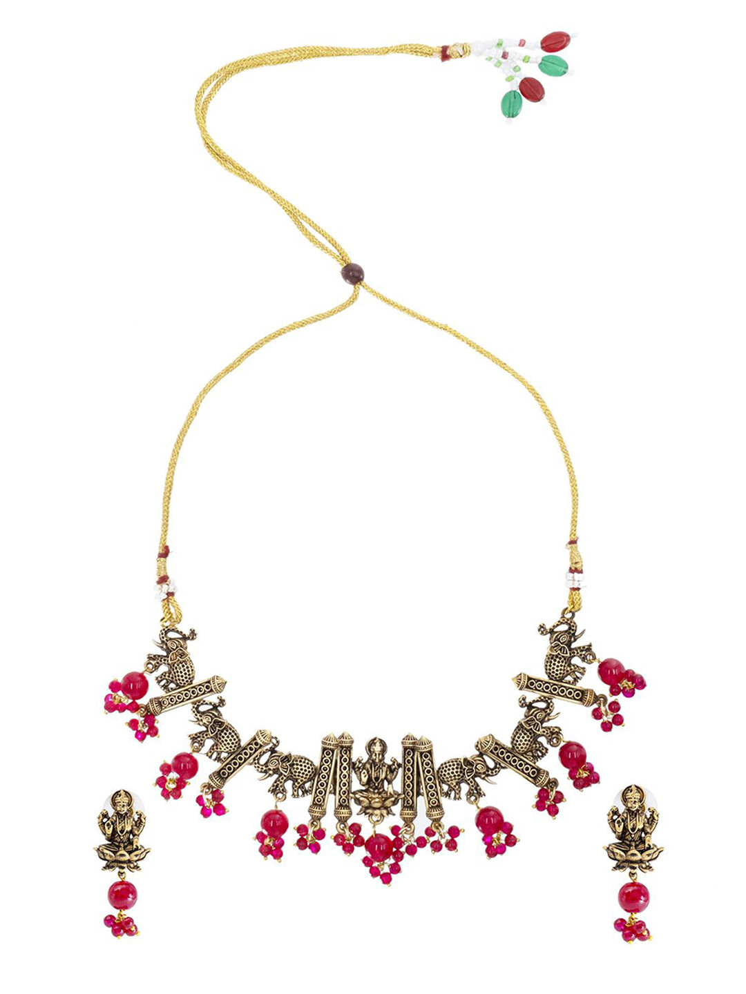 Shining Jewel - By Shivansh Gold-Plated Beaded Elephant Design Jewellery Set