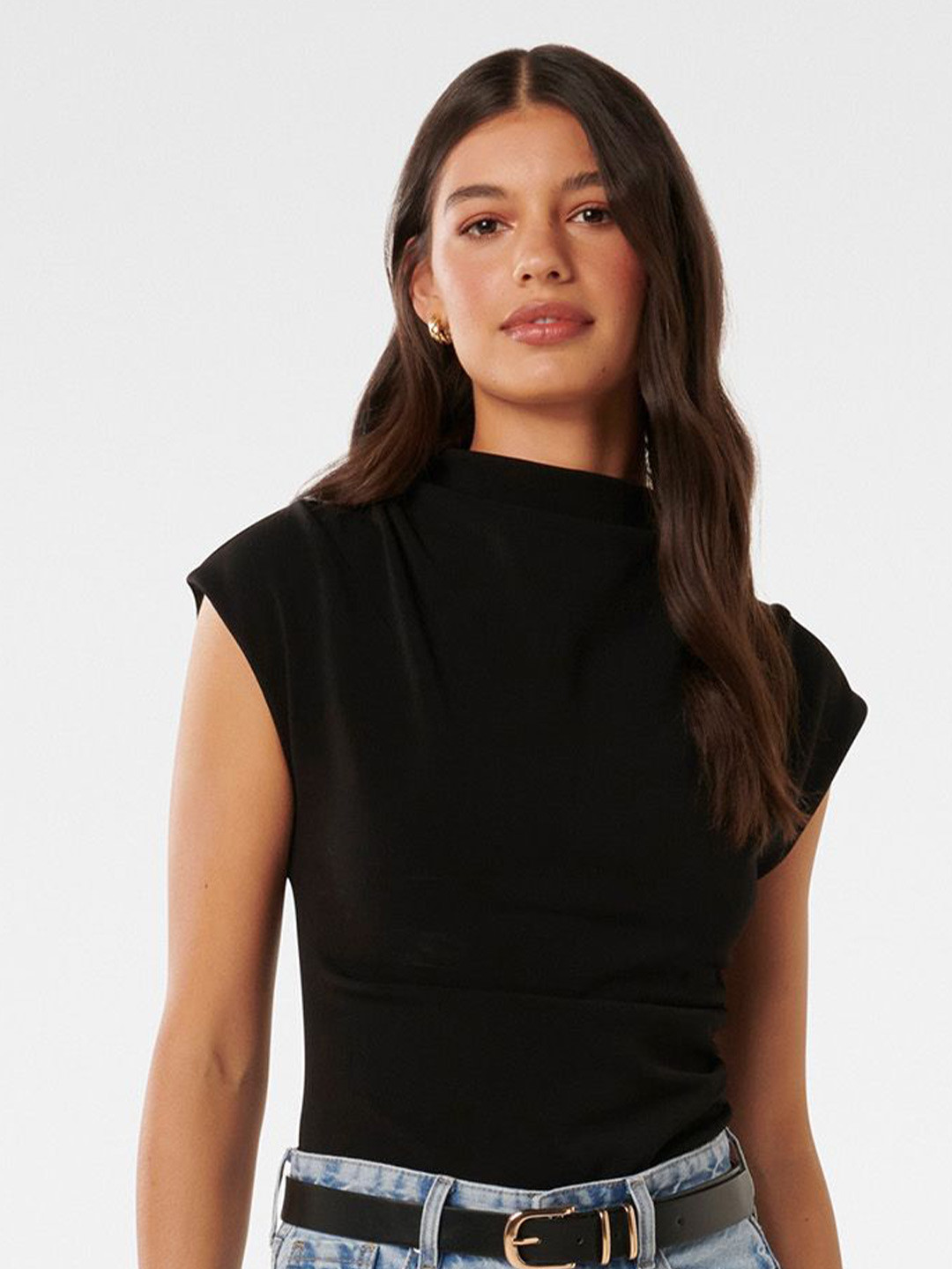 Forever New Women Solid High Neck Top