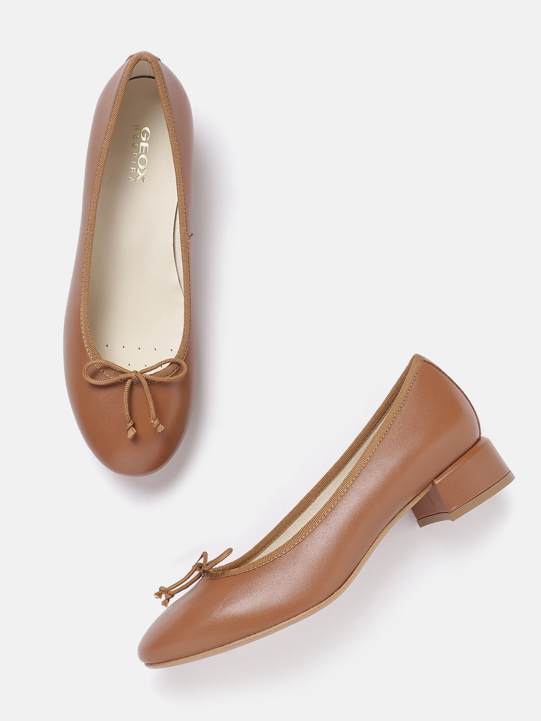 Geox Leather Block Pumps with Bows