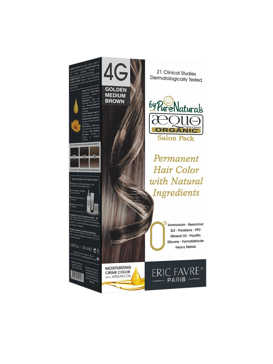 Aequo Organic Set of 2 Permanent with Natural Ingredients-Golden Medium Brown 4G