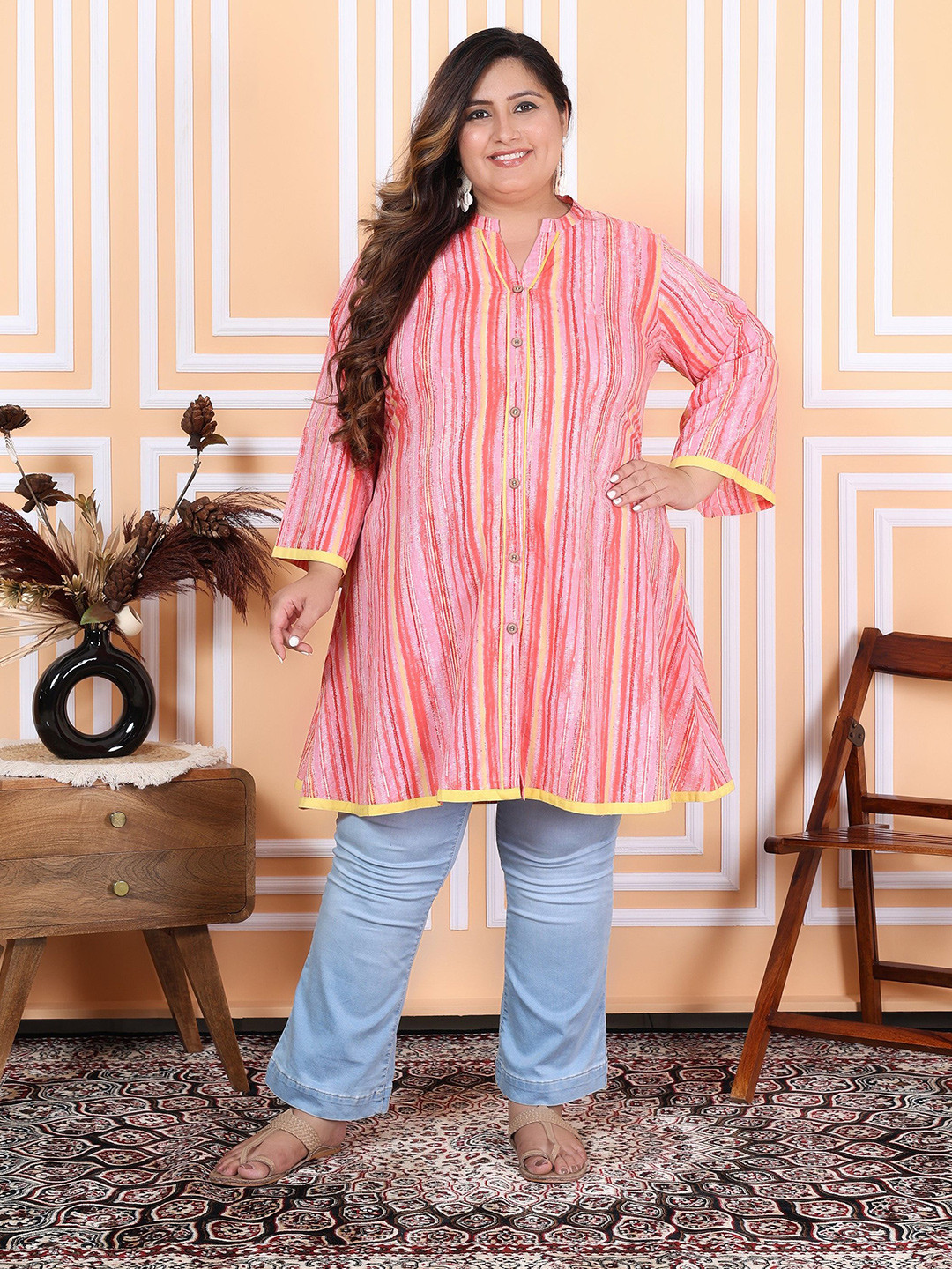 Swasti Plus Size Striped Shirt Dress