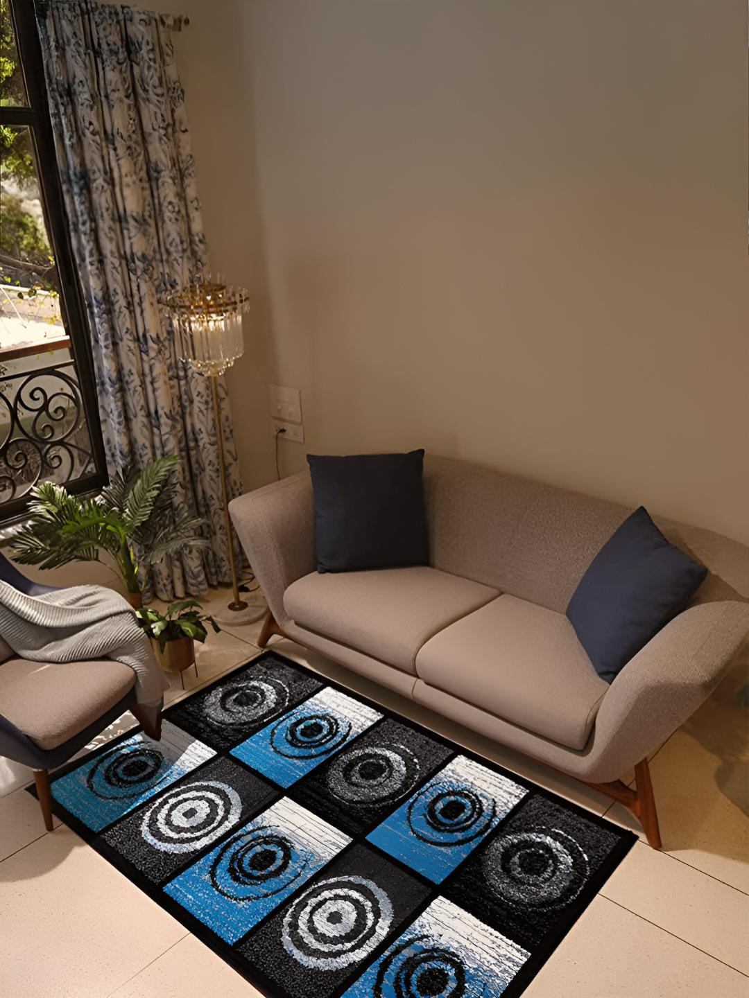 Sapana Carpet-Mats Portland Black Geometric Printed No Shredding Contemporary Carpet