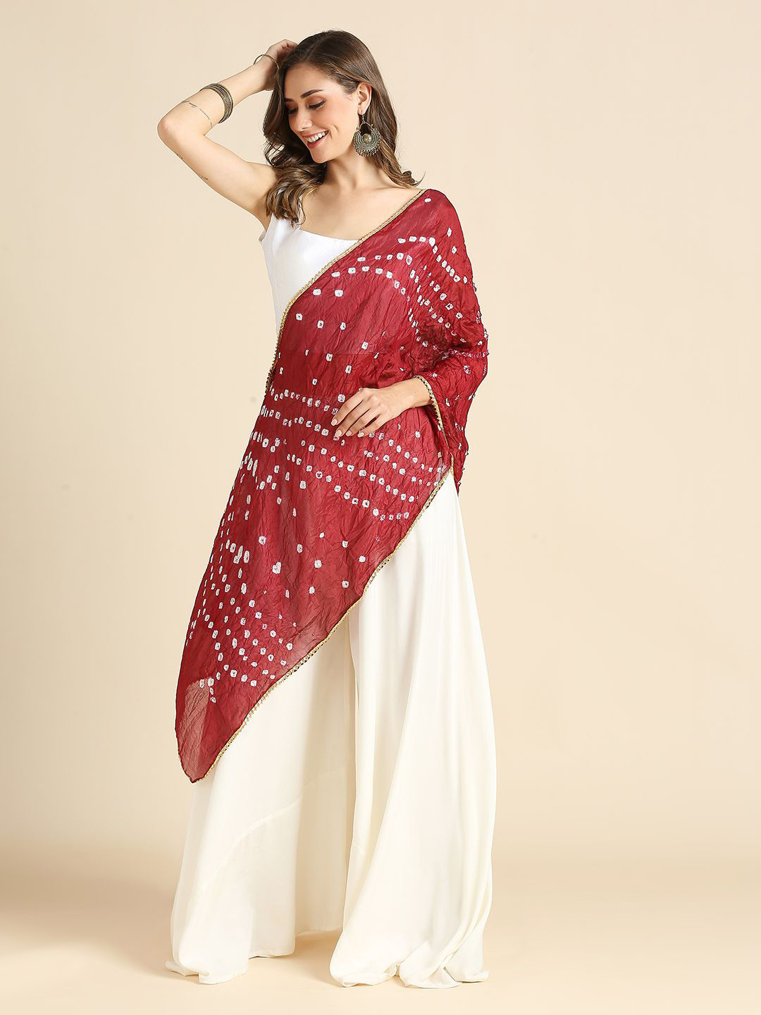 Dupatta Bazaar Women Embellished Bandhini Printed Stole