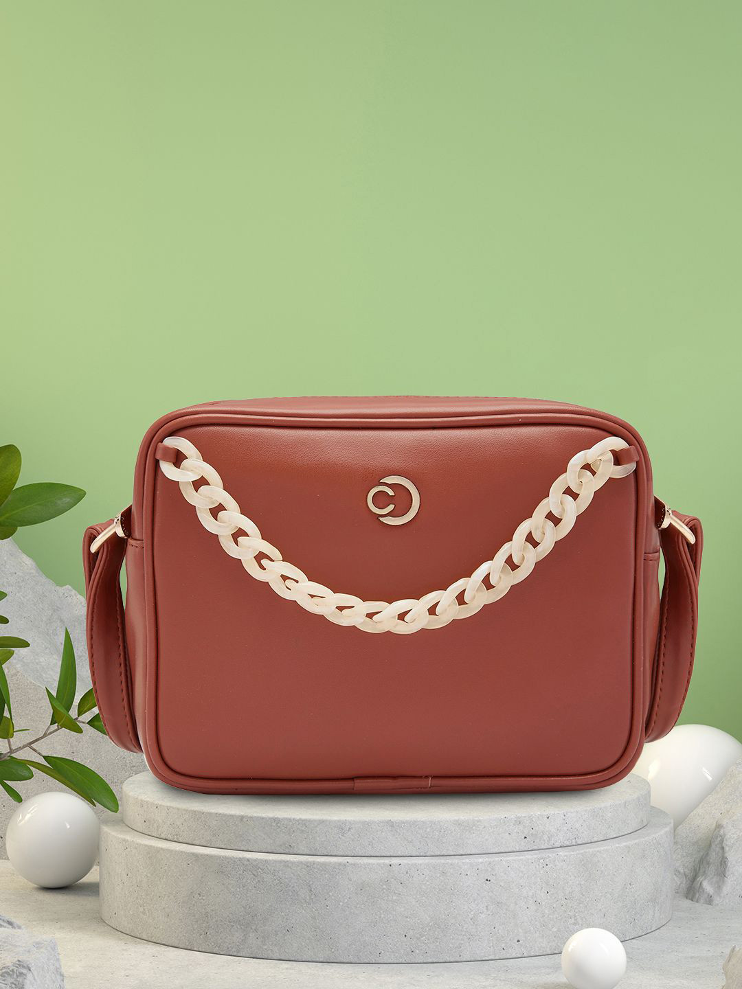 Caprese Perline Women Tan Medium Sling Bag