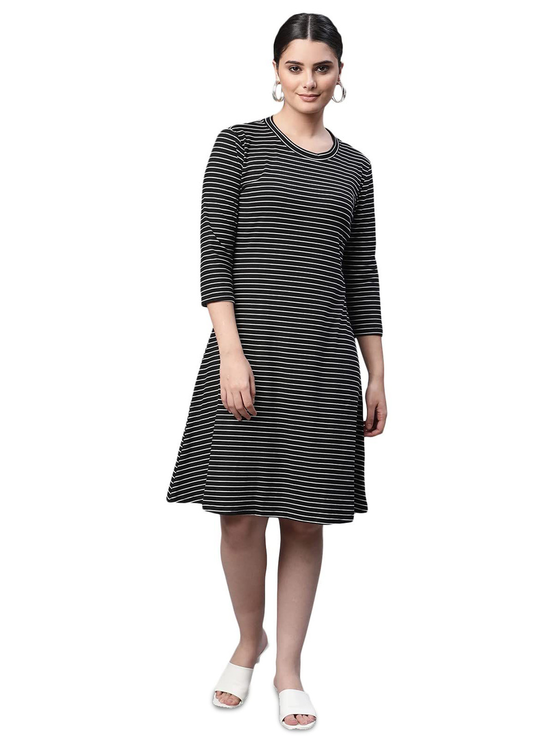 Global Republic Striped A-Line Dress