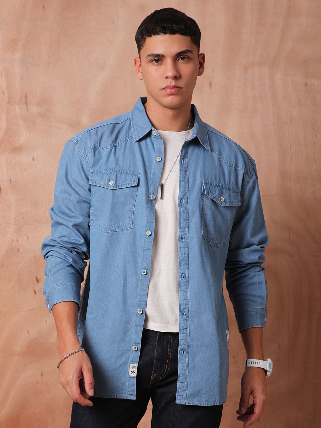 The Roadster Lifestyle Co Relaxed Fit Denim Casual Shirts