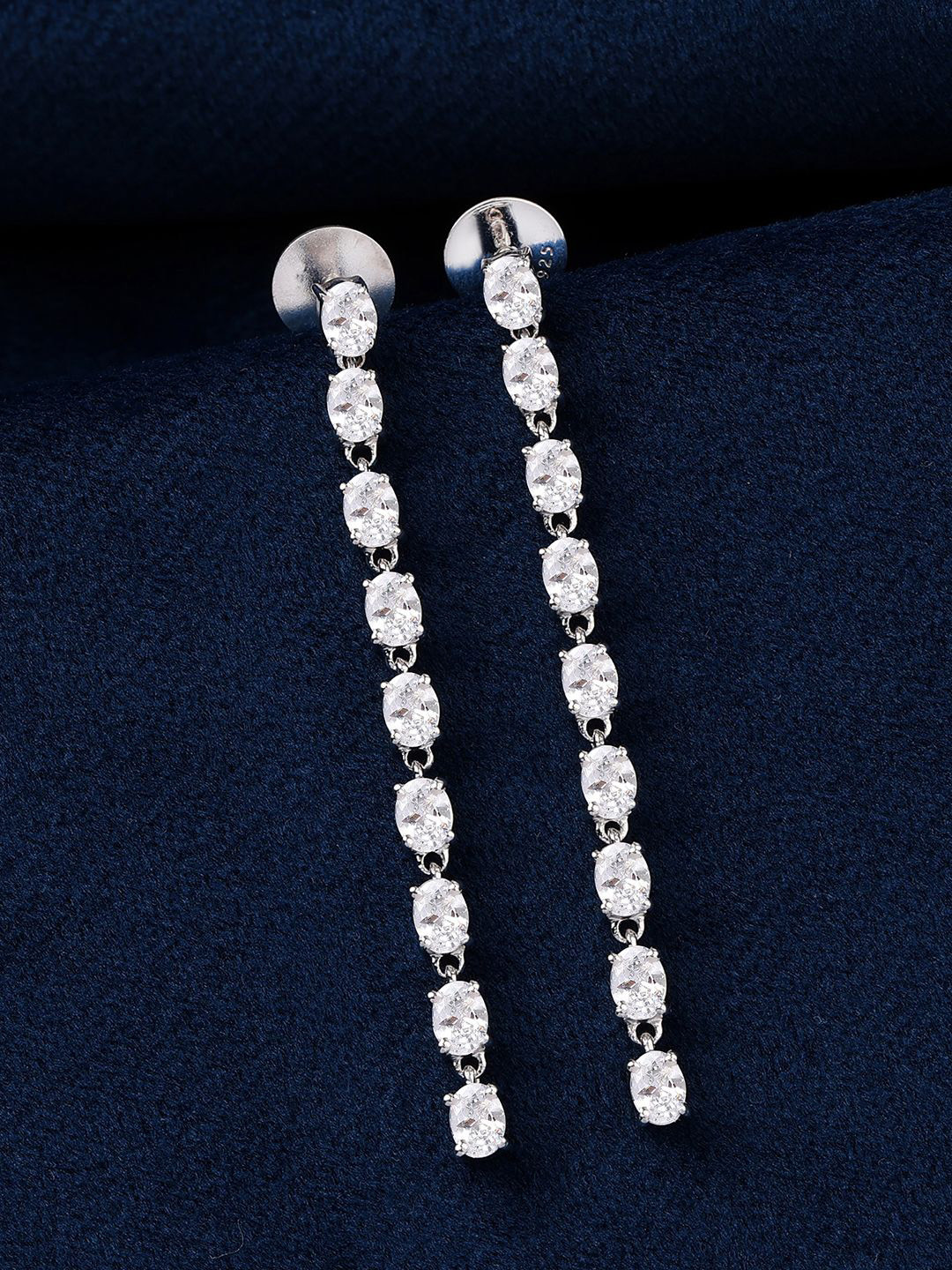 Ornate Jewels 925 Sterling Silver American Diamond Starry Night Dangle Earrings