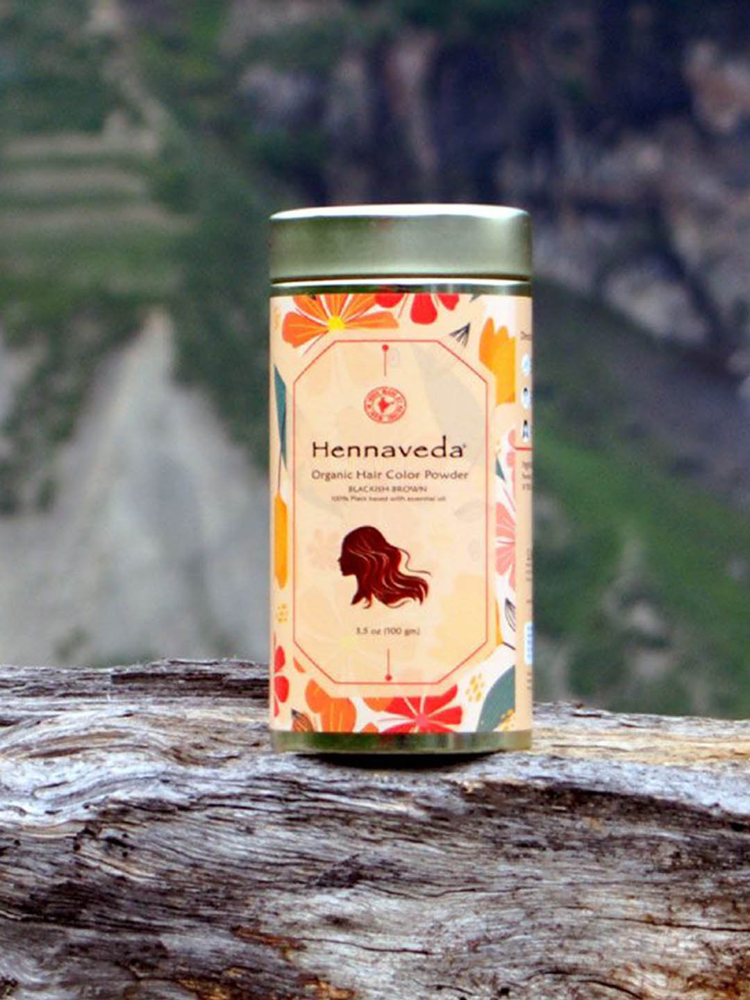 HENNAVEDA Organic Henna Powder Blackish Brown Hair Color 100 g