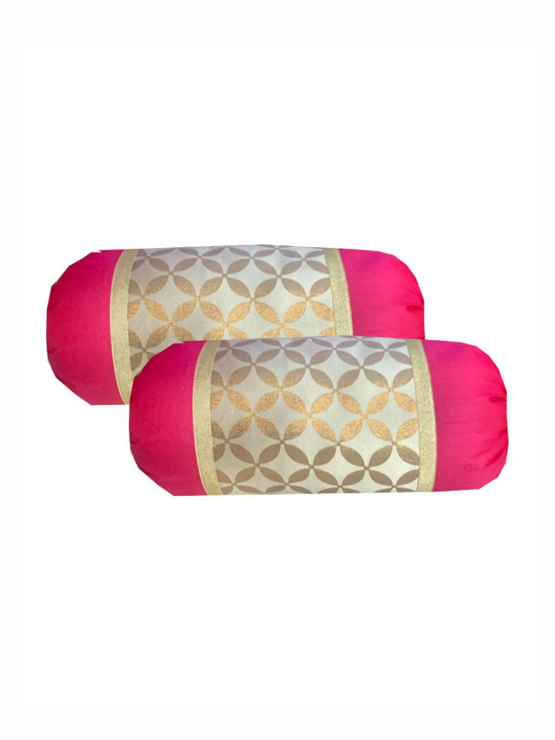 Pink Parrot Pink & Yellow Set of 2 Geometric Round Cushion Covers