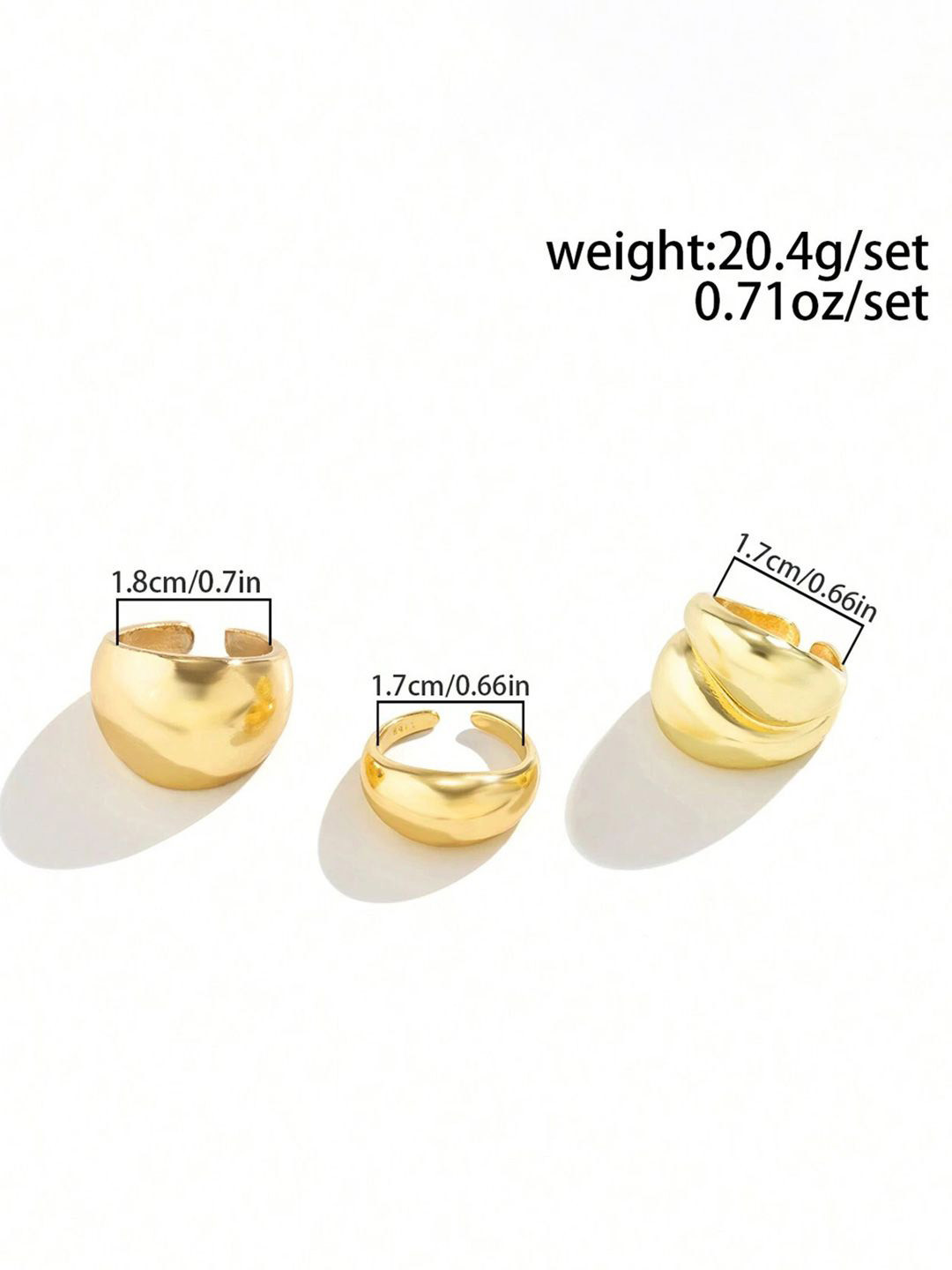 Jewels Galaxy Set Of 3 Gold Fashion Adjustable Midi Finger Rings