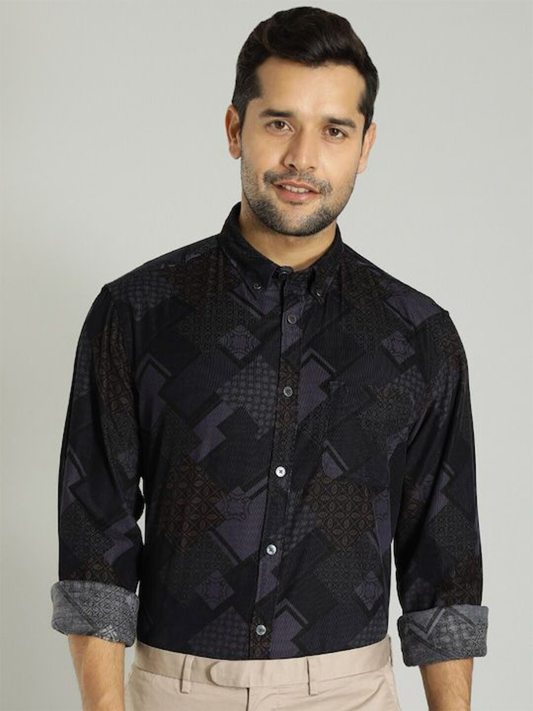 Indian Terrain Men India Slim Button-Down Collar Abstract Printed Slim Fit Casual Shirt